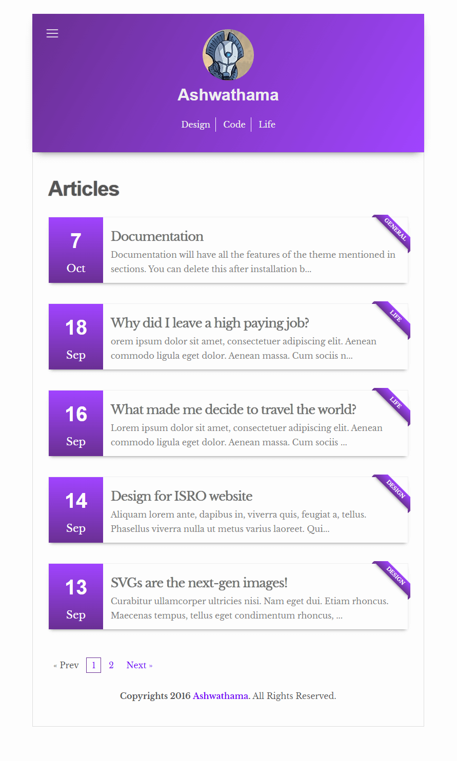 Purple jekyll theme